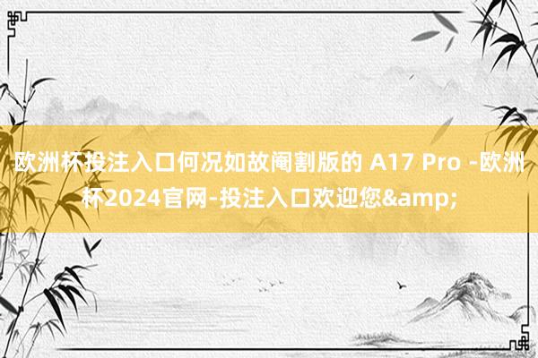 欧洲杯投注入口何况如故阉割版的 A17 Pro -欧洲杯2024官网-投注入口欢迎您&