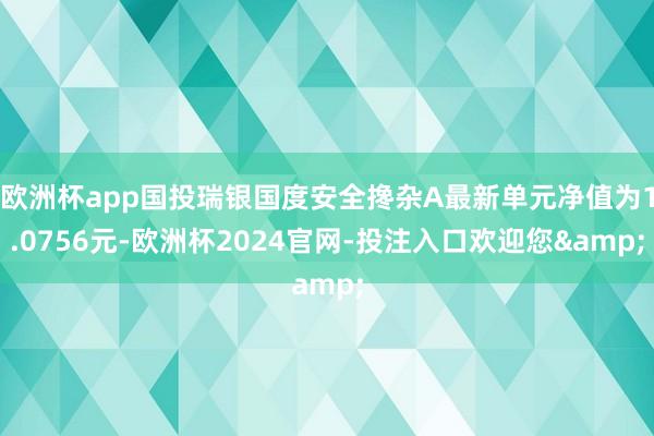 欧洲杯app国投瑞银国度安全搀杂A最新单元净值为1.0756元-欧洲杯2024官网-投注入口欢迎您&