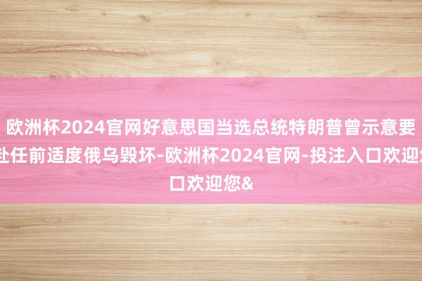 欧洲杯2024官网好意思国当选总统特朗普曾示意要在赴任前适度俄乌毁坏-欧洲杯2024官网-投注入口欢迎您&