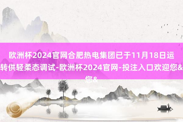 欧洲杯2024官网合肥热电集团已于11月18日运转供轻柔态调试-欧洲杯2024官网-投注入口欢迎您&