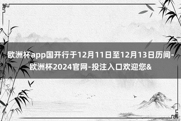 欧洲杯app国开行于12月11日至12月13日历间-欧洲杯2024官网-投注入口欢迎您&