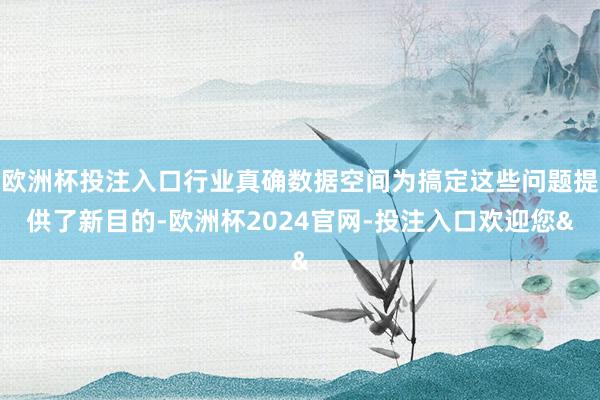 欧洲杯投注入口行业真确数据空间为搞定这些问题提供了新目的-欧洲杯2024官网-投注入口欢迎您&