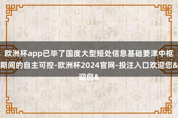 欧洲杯app已毕了国度大型短处信息基础要津中枢期间的自主可控-欧洲杯2024官网-投注入口欢迎您&