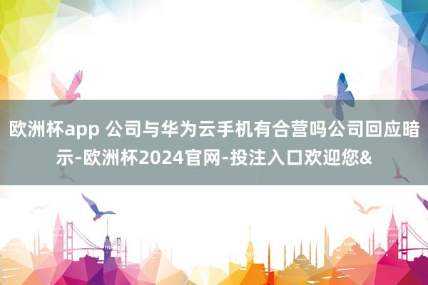 欧洲杯app 公司与华为云手机有合营吗公司回应暗示-欧洲杯2024官网-投注入口欢迎您&