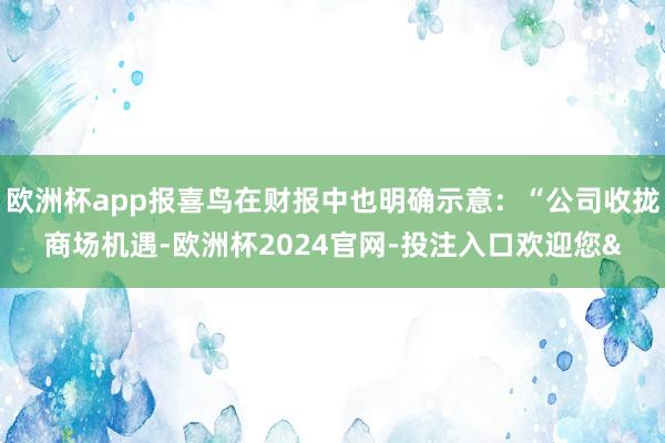 欧洲杯app报喜鸟在财报中也明确示意：“公司收拢商场机遇-欧洲杯2024官网-投注入口欢迎您&