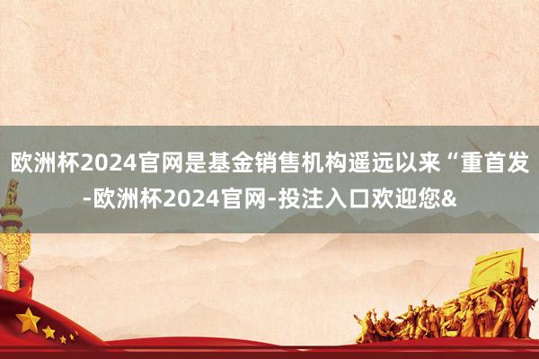 欧洲杯2024官网是基金销售机构遥远以来“重首发-欧洲杯2024官网-投注入口欢迎您&