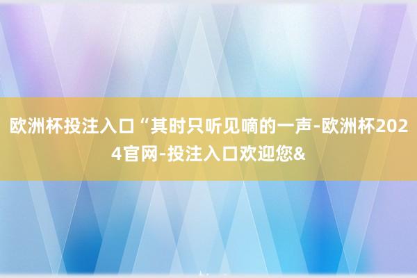 欧洲杯投注入口“其时只听见嘀的一声-欧洲杯2024官网-投注入口欢迎您&
