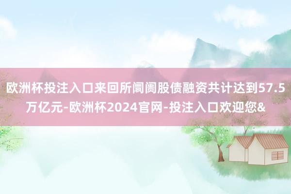 欧洲杯投注入口来回所阛阓股债融资共计达到57.5万亿元-欧洲杯2024官网-投注入口欢迎您&